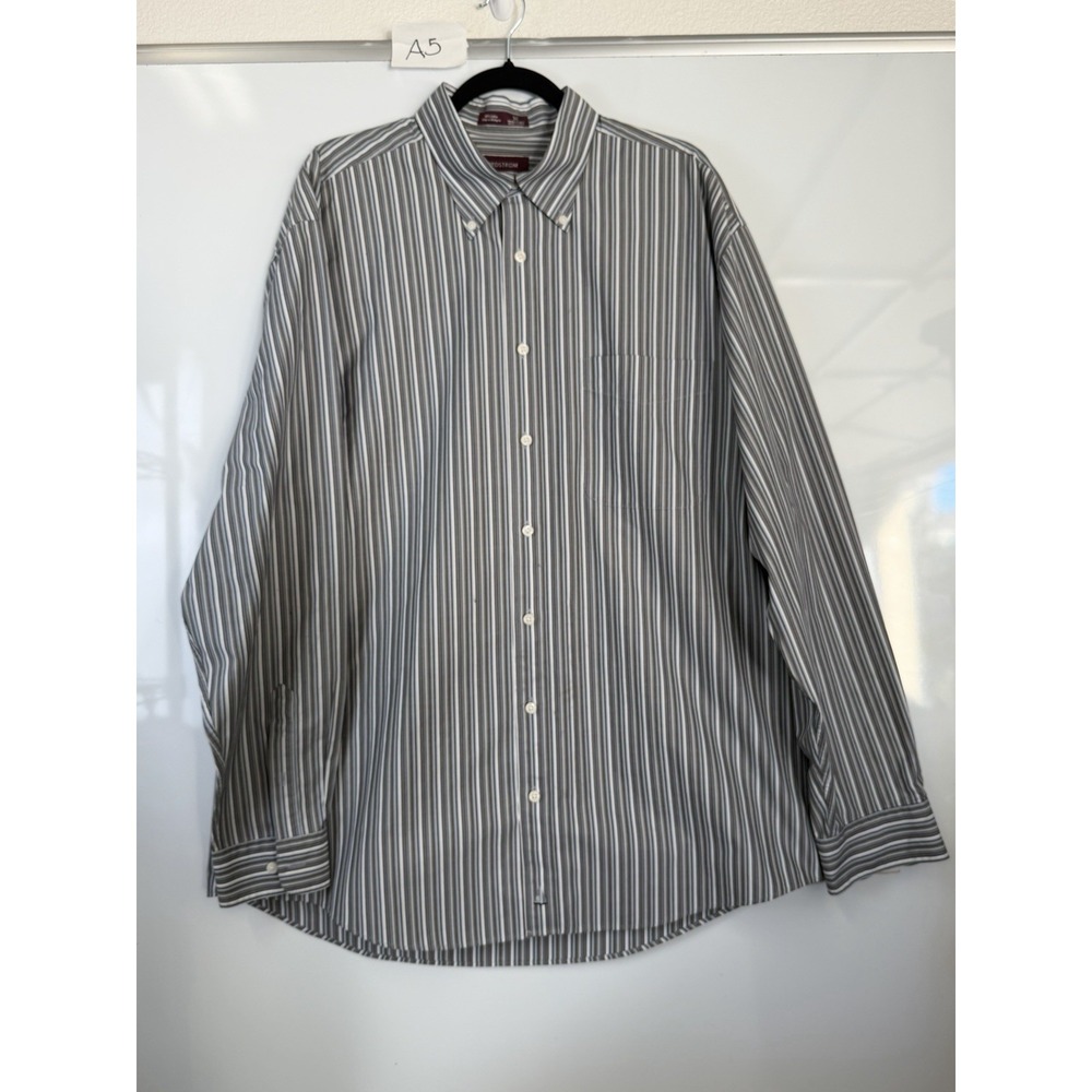 Nordstrom Mens Button Down Shirt XL Tall Multi Stripe Long Sleeve Smartcare